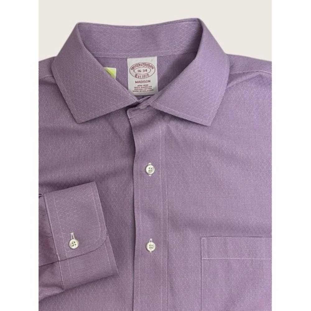 NWOT Brooks Brothers Madison Purple Stripe Long Sl Dress Shirt Men 16-34 Malaysi